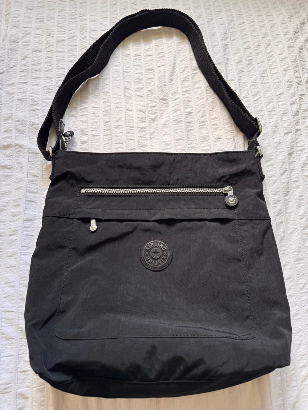 Kipling Black Nylon Shoulder Bag with Adjustable Strap